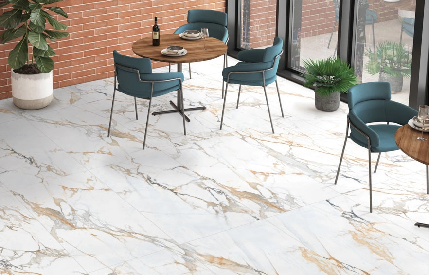 Stone Floor Мрамор Бело-золотой